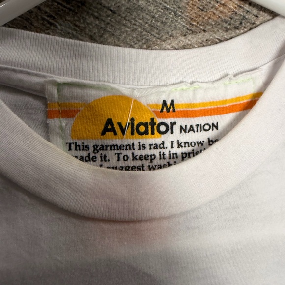 Aviator Nation White Tee with colorful graphic print womens sz medium - Picture 2 of 3